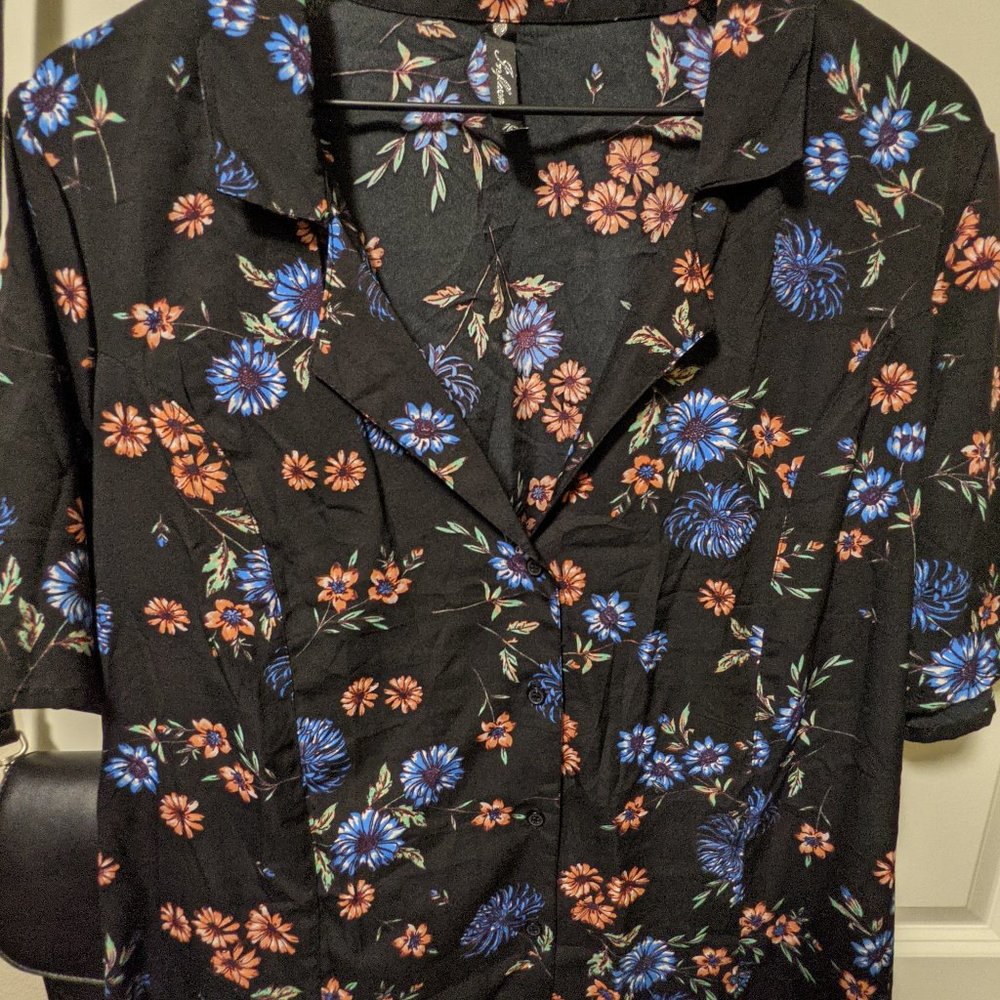 Asos Influence Plus Floral Button Down Midi Shirt… - image 3